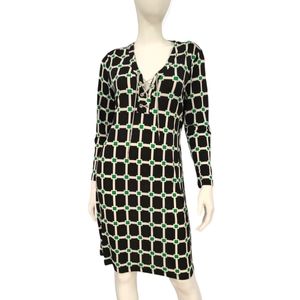 Jules & Leopold Black and Green Chain Front Dress size Small